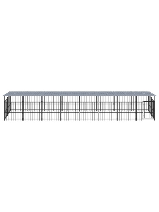 Suņu voljērs ar jumtu, 15,02 m², tērauds