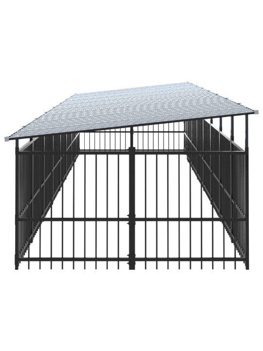 Suņu voljērs ar jumtu, 15,02 m², tērauds