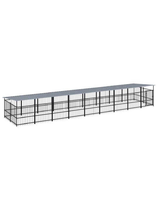 Suņu voljērs ar jumtu, 16,89 m², tērauds