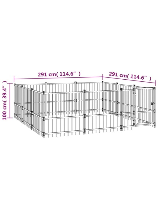 Suņu voljērs, 8,47 m², tērauds