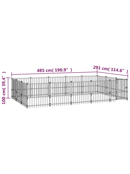 Suņu voljērs, 14,11 m², tērauds