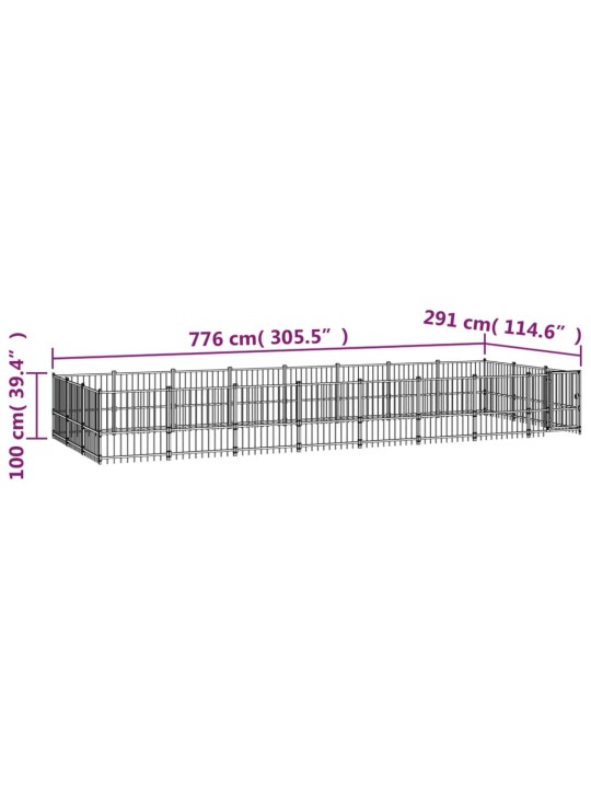 Suņu voljērs, 22,58 m², tērauds