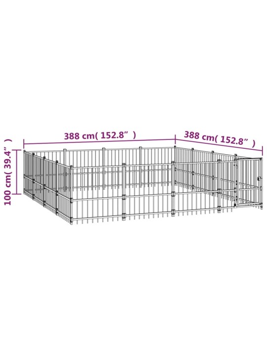Suņu voljērs, 15,05 m², tērauds