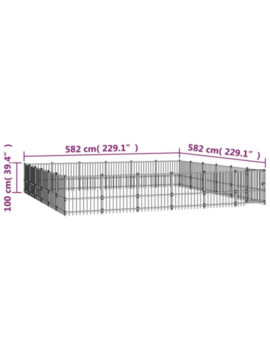 Suņu voljērs, 33,87 m², tērauds