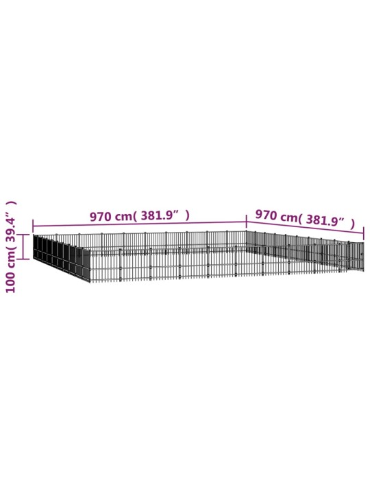 Suņu voljērs, 94,09 m², tērauds