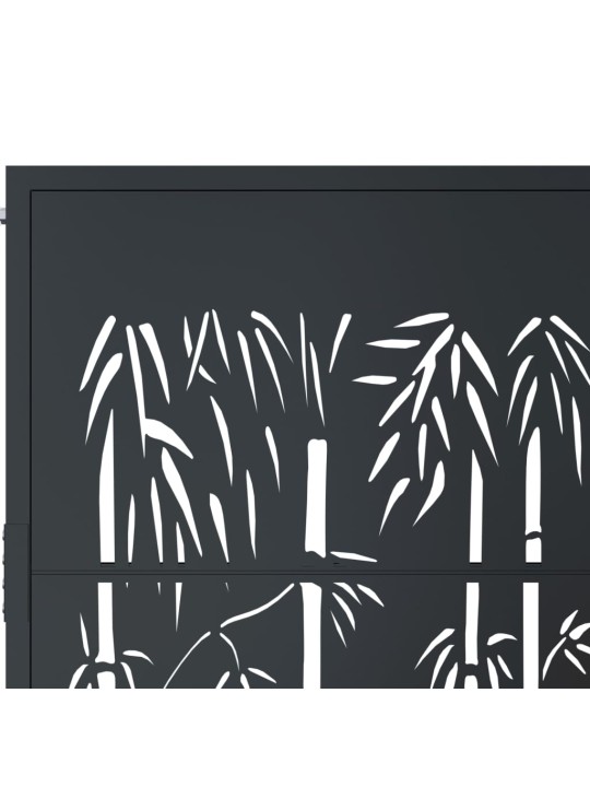 Dārza vārti, pelēki, 105x180 cm, tērauds, bambusa dizains