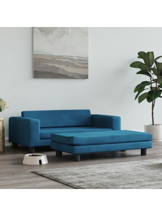 Suņa gulta ar pagarinājumu, zila, 100x50x30 cm, samts