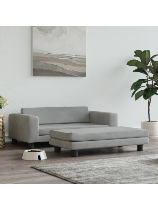 Suņa gulta ar pagarinājumu, gaiši pelēka, 100x50x30 cm, samts