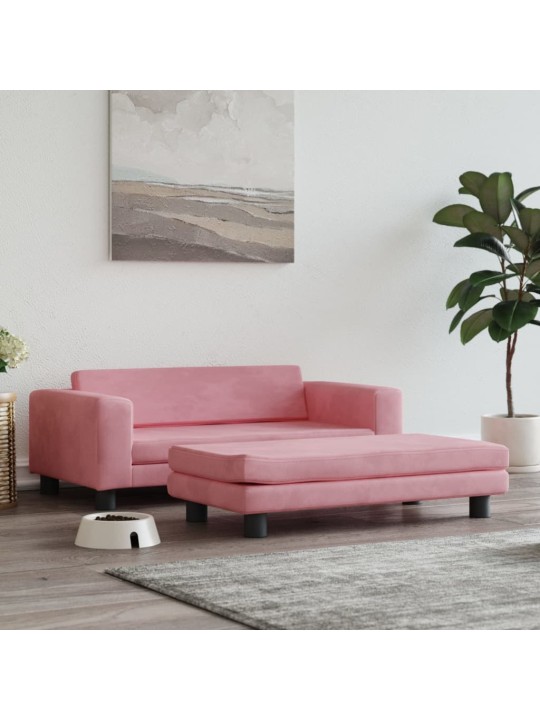 Suņa gulta ar pagarinājumu, rozā, 100x50x30 cm, samts