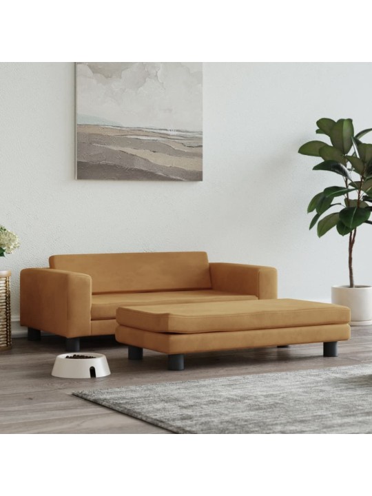 Suņa gulta ar pagarinājumu, brūna, 100x50x30 cm, samts