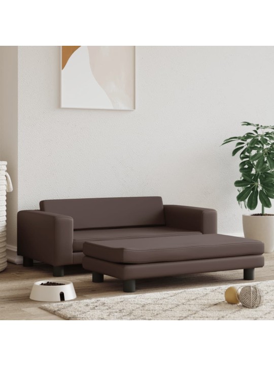 Suņa gulta ar pagarinājumu, brūna, 100x50x30 cm, mākslīgā āda