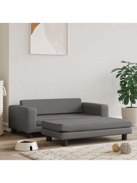 Suņa gulta ar pagarinājumu, pelēki, 100x50x30 cm, mākslīgā āda