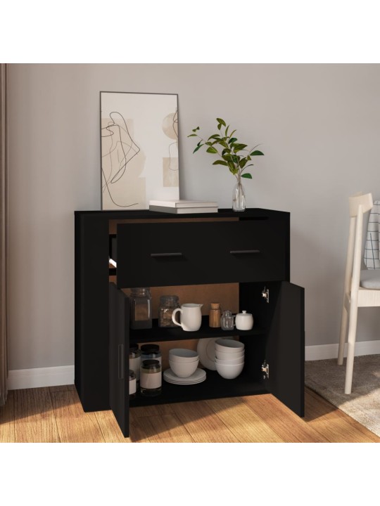 Kumode, melna, 80x33x70 cm, inženierijas koks