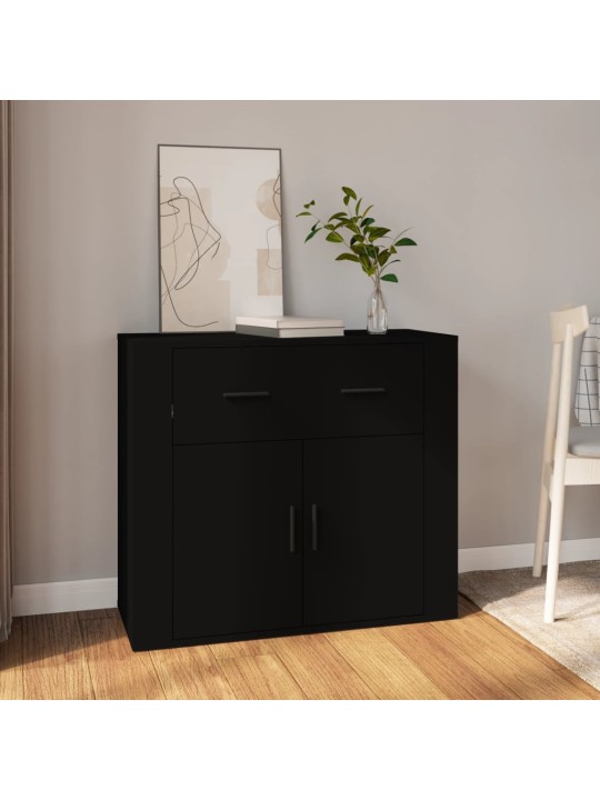 Kumode, melna, 80x33x70 cm, inženierijas koks