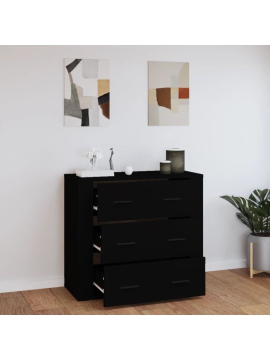 Kumode, melna, 80x33x70 cm, inženierijas koks