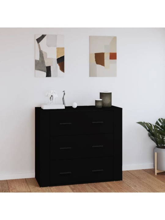 Kumode, melna, 80x33x70 cm, inženierijas koks