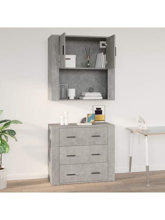 Sienas skapītis, betonpelēks, 80x33x80 cm, inženierijas koks