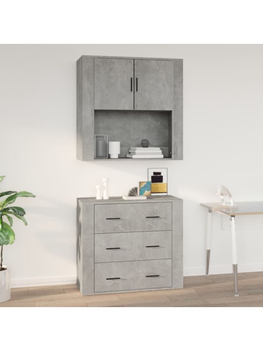 Sienas skapītis, betonpelēks, 80x33x80 cm, inženierijas koks