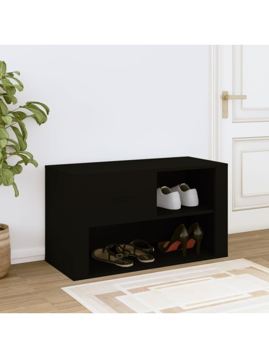 Apavu plaukts, melns, 80x35x45 cm, inženierijas koks