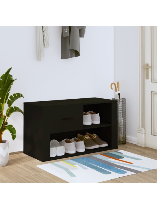 Apavu plaukts, melns, 80x35x45 cm, inženierijas koks