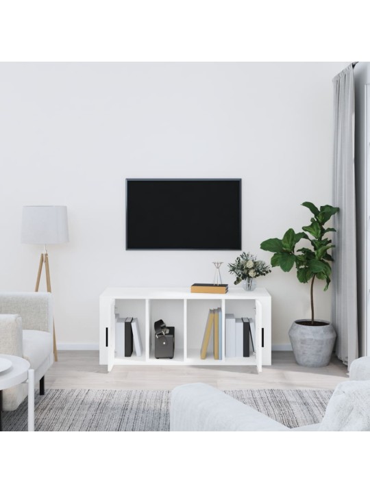 Tv skapītis, balts, 100x35x40 cm, inženierijas koks