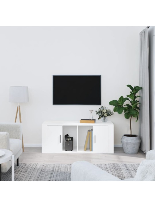 Tv skapītis, balts, 100x35x40 cm, inženierijas koks