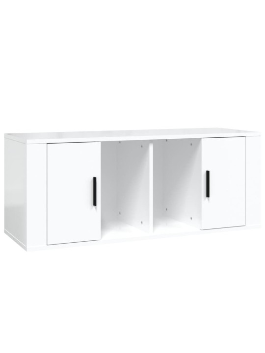 Tv skapītis, spīdīgi balts, 100x35x40 cm, inženierijas koks