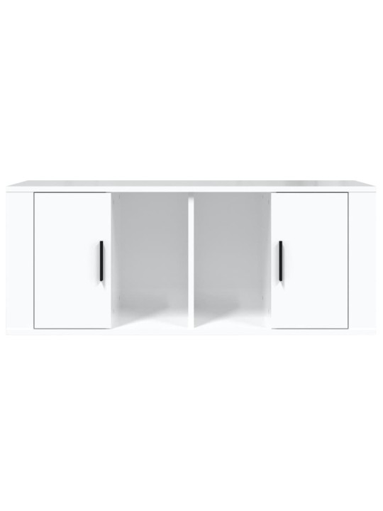 Tv skapītis, spīdīgi balts, 100x35x40 cm, inženierijas koks