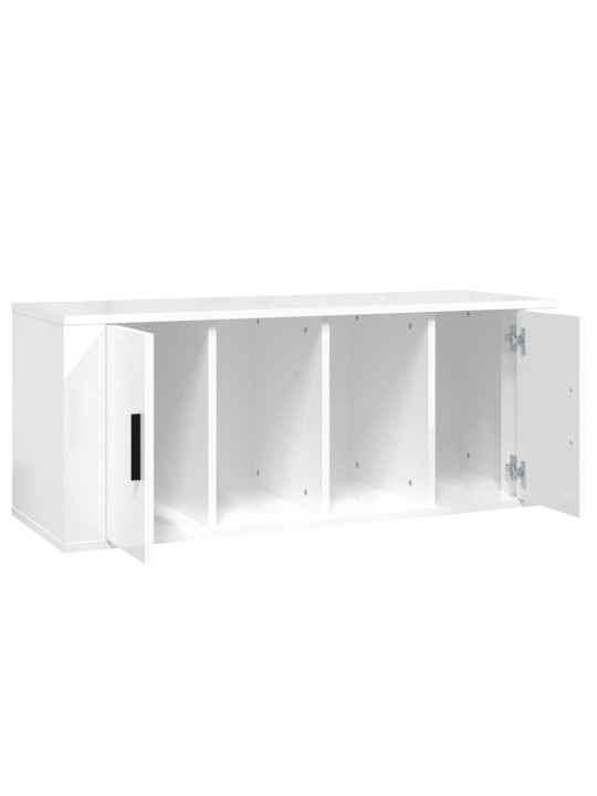 Tv skapītis, spīdīgi balts, 100x35x40 cm, inženierijas koks