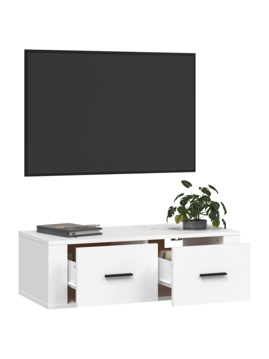 Piekarams tv skapītis, balts, 80x36x25 cm, inženierijas koks