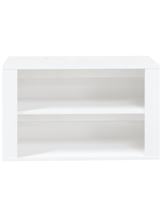 Apavu plaukts, spīdīgi balts, 75x35x45 cm, inženierijas koks