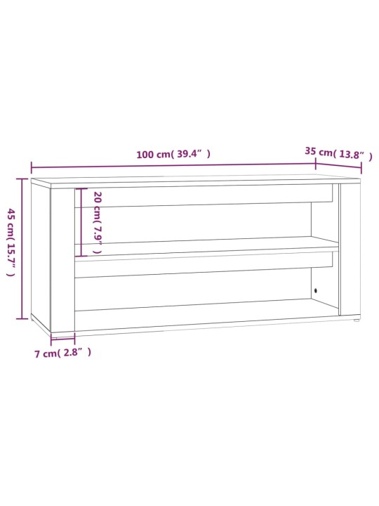 Apavu plaukts, melns, 100x35x45 cm, inženierijas koks