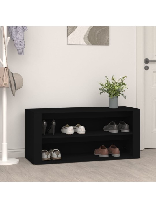 Apavu plaukts, melns, 100x35x45 cm, inženierijas koks