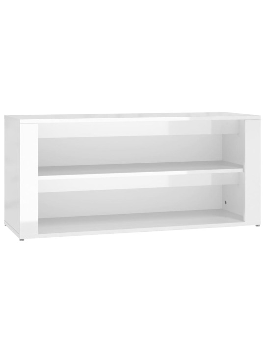 Apavu plaukts, spīdīgi balts, 100x35x45 cm, inženierijas koks