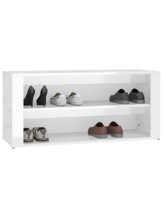 Apavu plaukts, spīdīgi balts, 100x35x45 cm, inženierijas koks