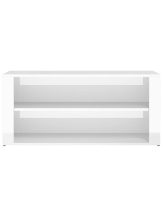 Apavu plaukts, spīdīgi balts, 100x35x45 cm, inženierijas koks
