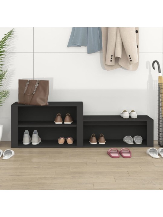 Apavu plaukts, melns, 150x35x45 cm, inženierijas koks