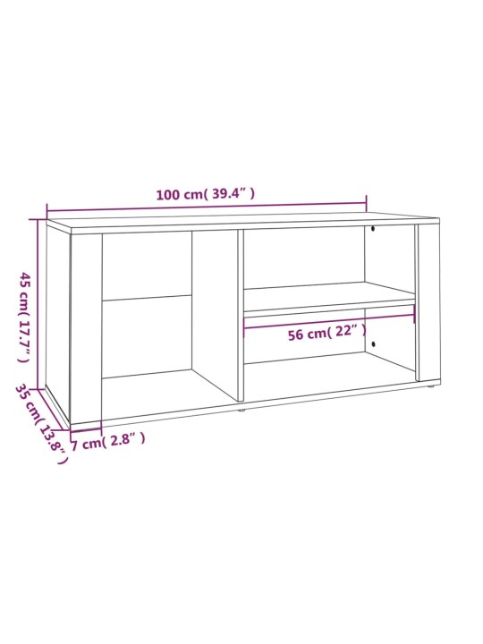 Apavu plaukts, melns, 100x35x45 cm, inženierijas koks