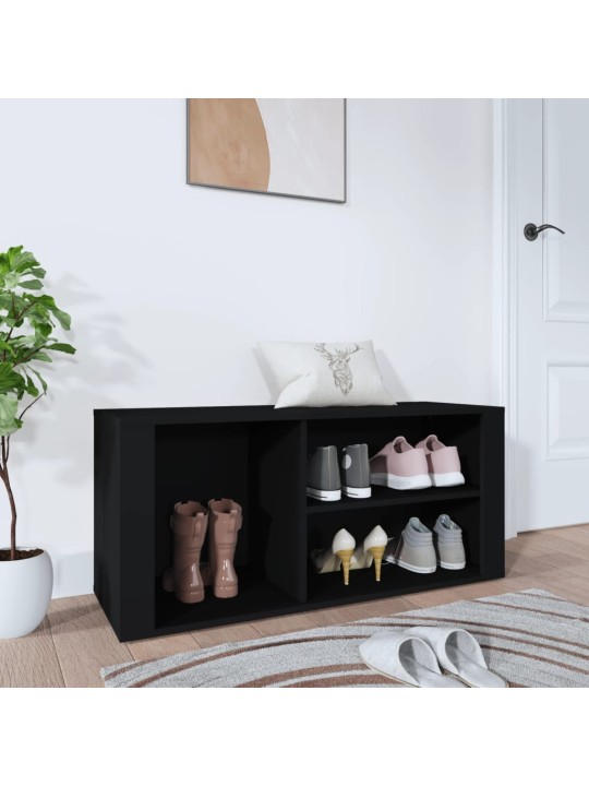 Apavu plaukts, melns, 100x35x45 cm, inženierijas koks