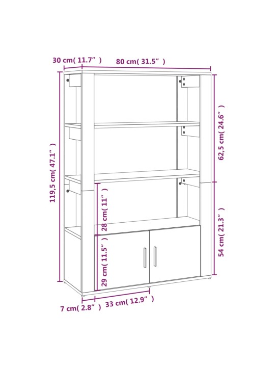 Kumode, balta, 80x30x119,5 cm, inženierijas koks