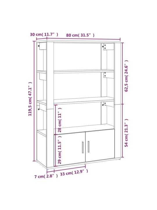 Kumode, ozolkoka krāsa, 80x30x119,5 cm, inženierijas koks