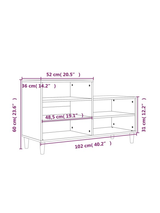 Apavu plaukts, melns, 102x36x60 cm, inženierijas koks
