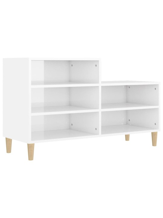 Apavu plaukts, spīdīgi balts, 102x36x60 cm, inženierijas koks