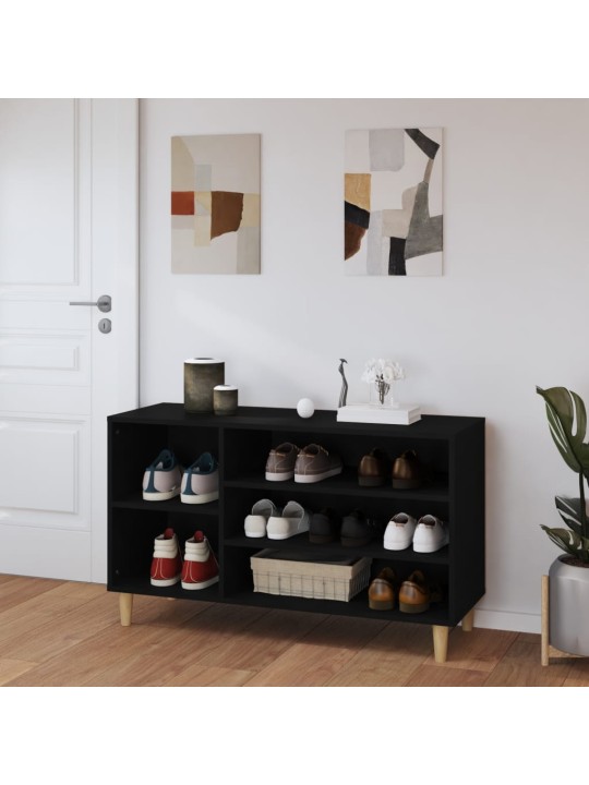 Apavu plaukts, melns, 102x36x60 cm, inženierijas koks