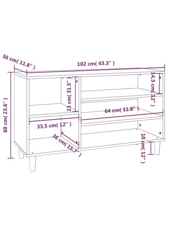 Apavu plaukts, melns, 102x36x60 cm, inženierijas koks