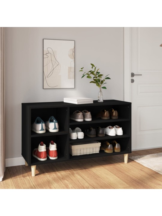 Apavu plaukts, melns, 102x36x60 cm, inženierijas koks