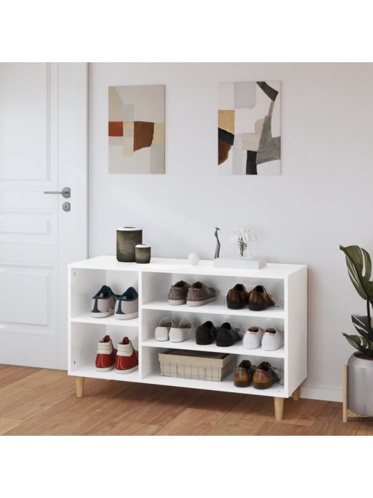 Apavu plaukts, spīdīgi balts, 102x36x60 cm, inženierijas koks