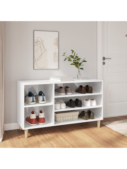 Apavu plaukts, spīdīgi balts, 102x36x60 cm, inženierijas koks