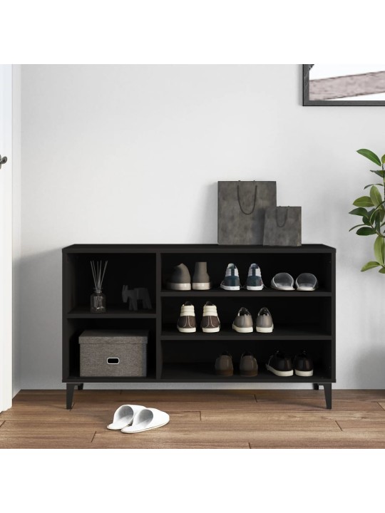 Apavu plaukts, melns, 102x36x60 cm, inženierijas koks
