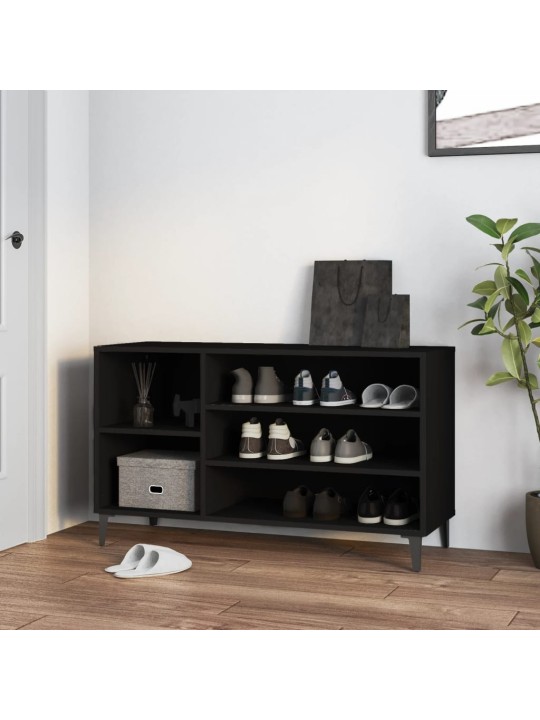 Apavu plaukts, melns, 102x36x60 cm, inženierijas koks